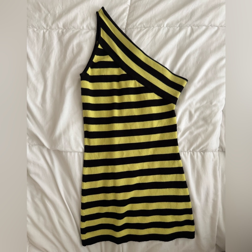 Wet Seal Black and Yellow Striped Tank Top
